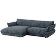 ECKSOFA  in Flachgewebe Blau  185/264 cm  - Blau/Schwarz, Design, Kunststoff/Textil (185/264cm) - Belluti