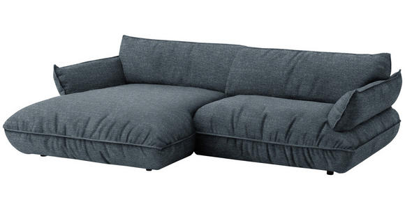 ECKSOFA  in Flachgewebe Blau  185/264 cm  - Blau/Schwarz, Design, Kunststoff/Textil (185/264cm) - Belluti