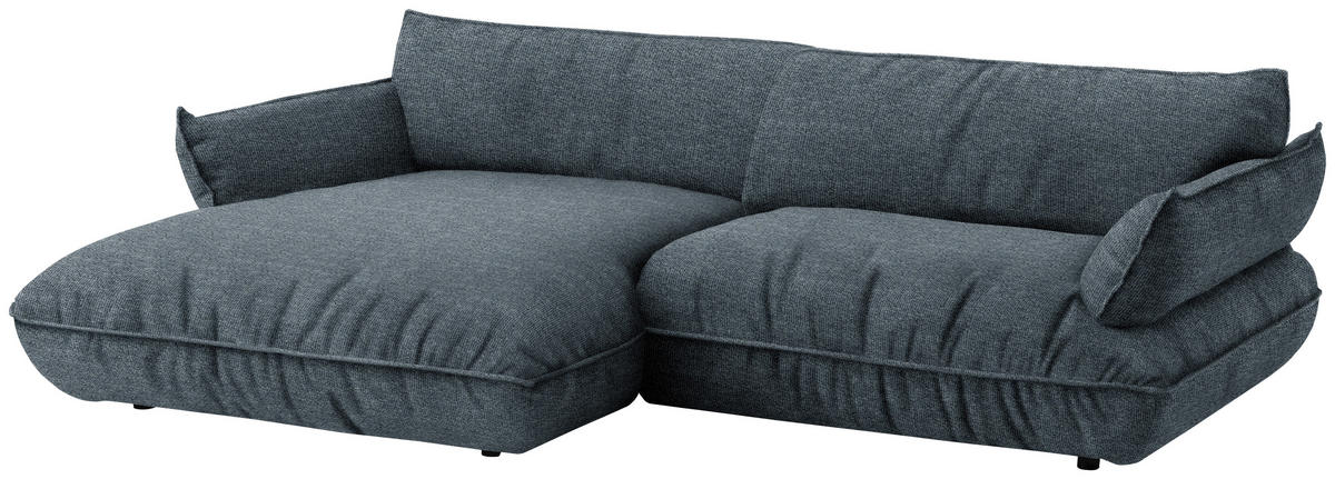 ECKSOFA  in Flachgewebe Blau  185/264 cm  - Blau/Schwarz, Design, Kunststoff/Textil (185/264cm) - Belluti