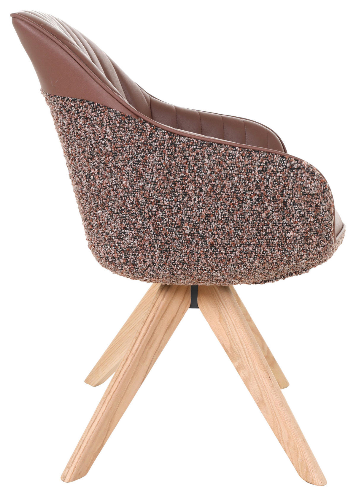 ARMLEHNSTUHL  in Chenille, Lederlook  - Eichefarben/Cognac, KONVENTIONELL, Holz/Textil (60/83/65cm) - home24