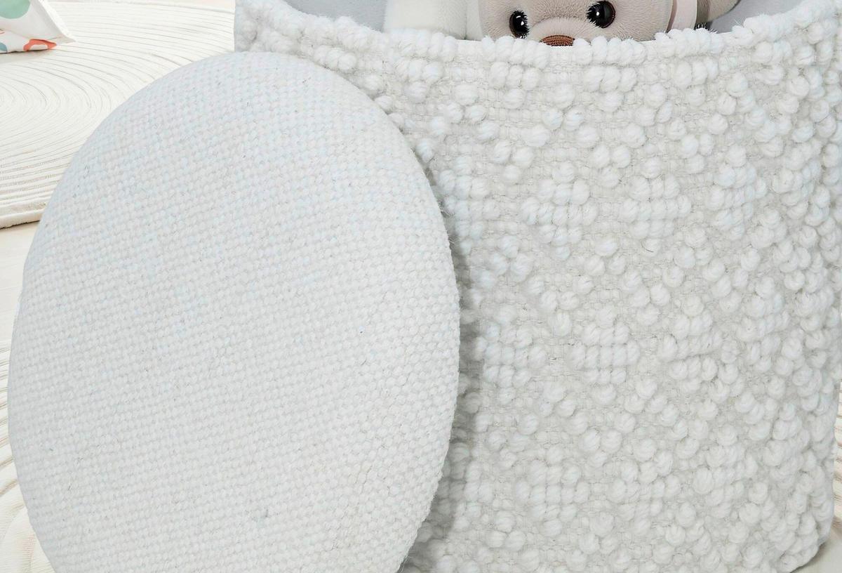 HOCKER in Textil Weiss  - Weiss, Basics, Textil (40/45/40cm) - Livetastic