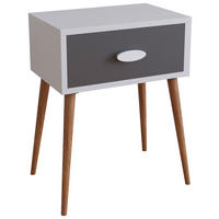 SÄNGBORD i antracit, vit, honungsek  - vit/honungsek, Modern, trämaterial (44,5/60/30cm) - MID.YOU