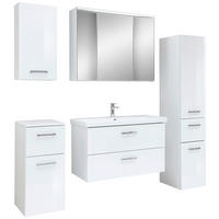 BADEZIMMER 6-teilig  in 160 cm  - Chromfarben/Weiß Hochglanz, MODERN, Glas/Keramik (160cm) - Sadena