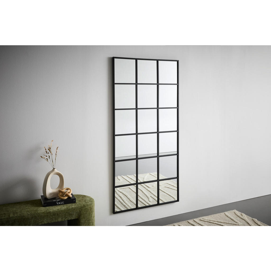 Thumbnail - Mid.you Wandspiegel, Schwarz, Metall, Glas, Holzwerkstoff, rechteckig, 90x180x3 cm, Reach, Bsci, senkrecht und waagrecht...
