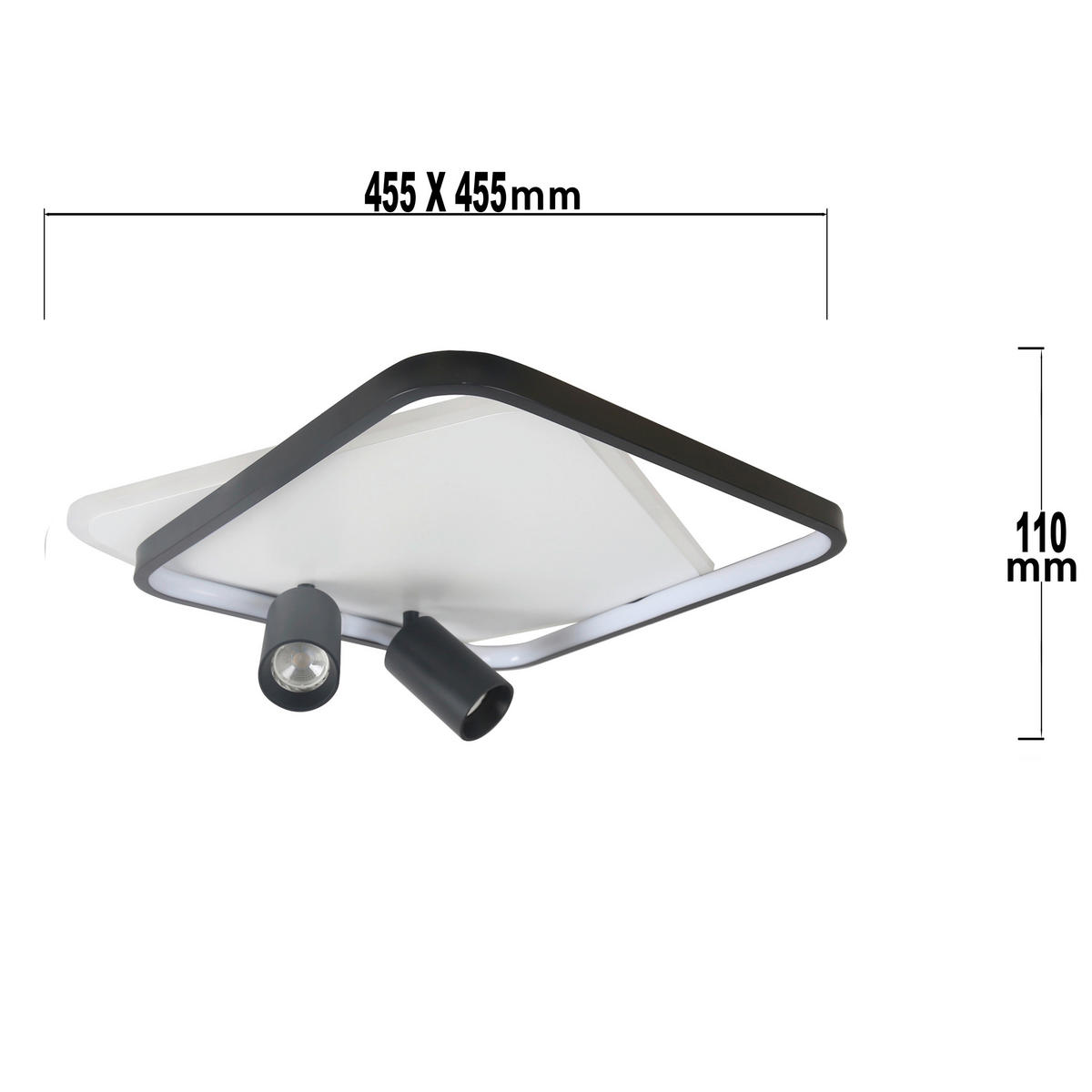 LED-DECKENLEUCHTE Parma  11/45.5/45.5 cm  - Schwarz, Design, Metall (11/45.5/45.5cm)