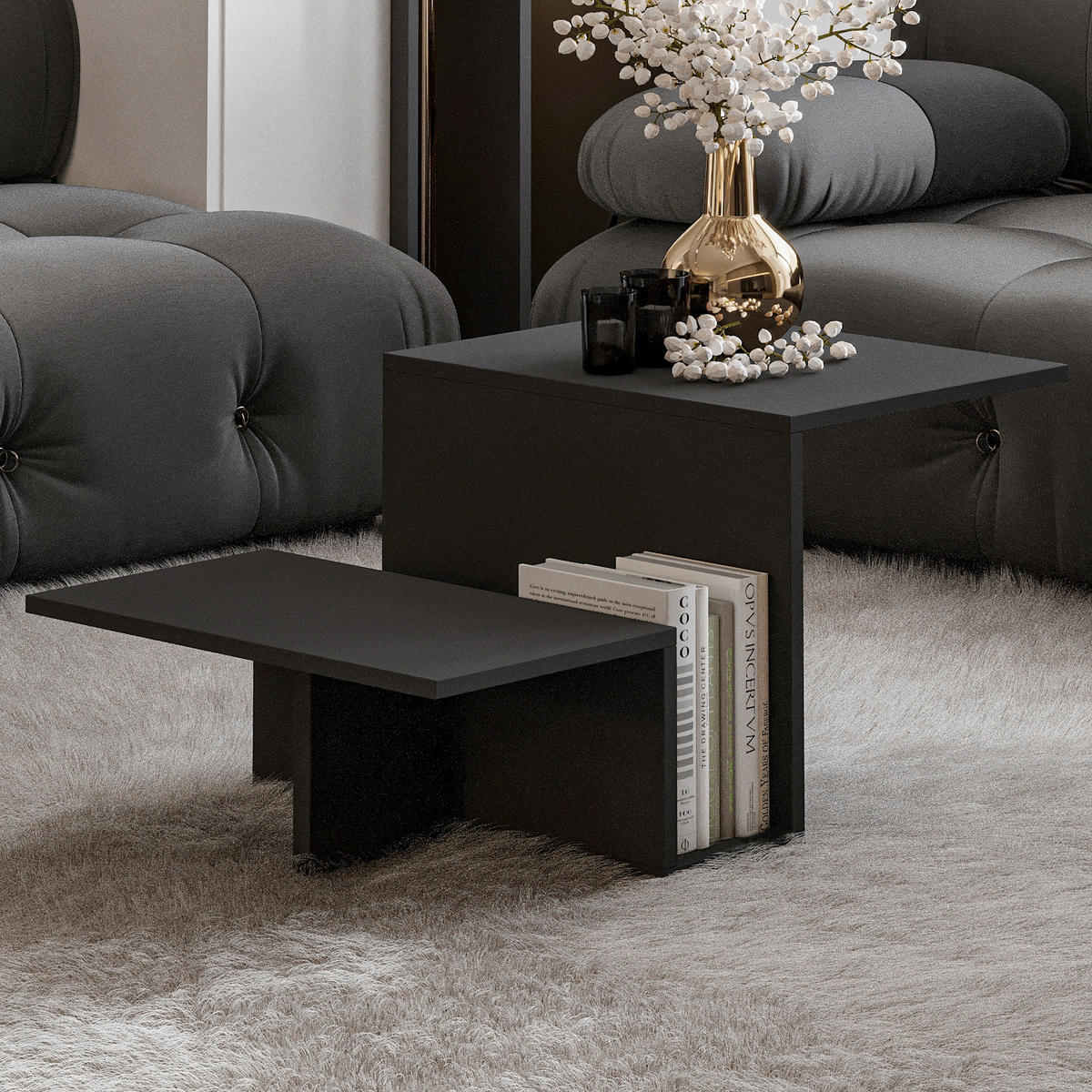 COUCHTISCH Relinda Couchtisch 90/45/50 cm Anthrazit  - Anthrazit, Design, Holzwerkstoff (90/45/50cm) - Livetastic