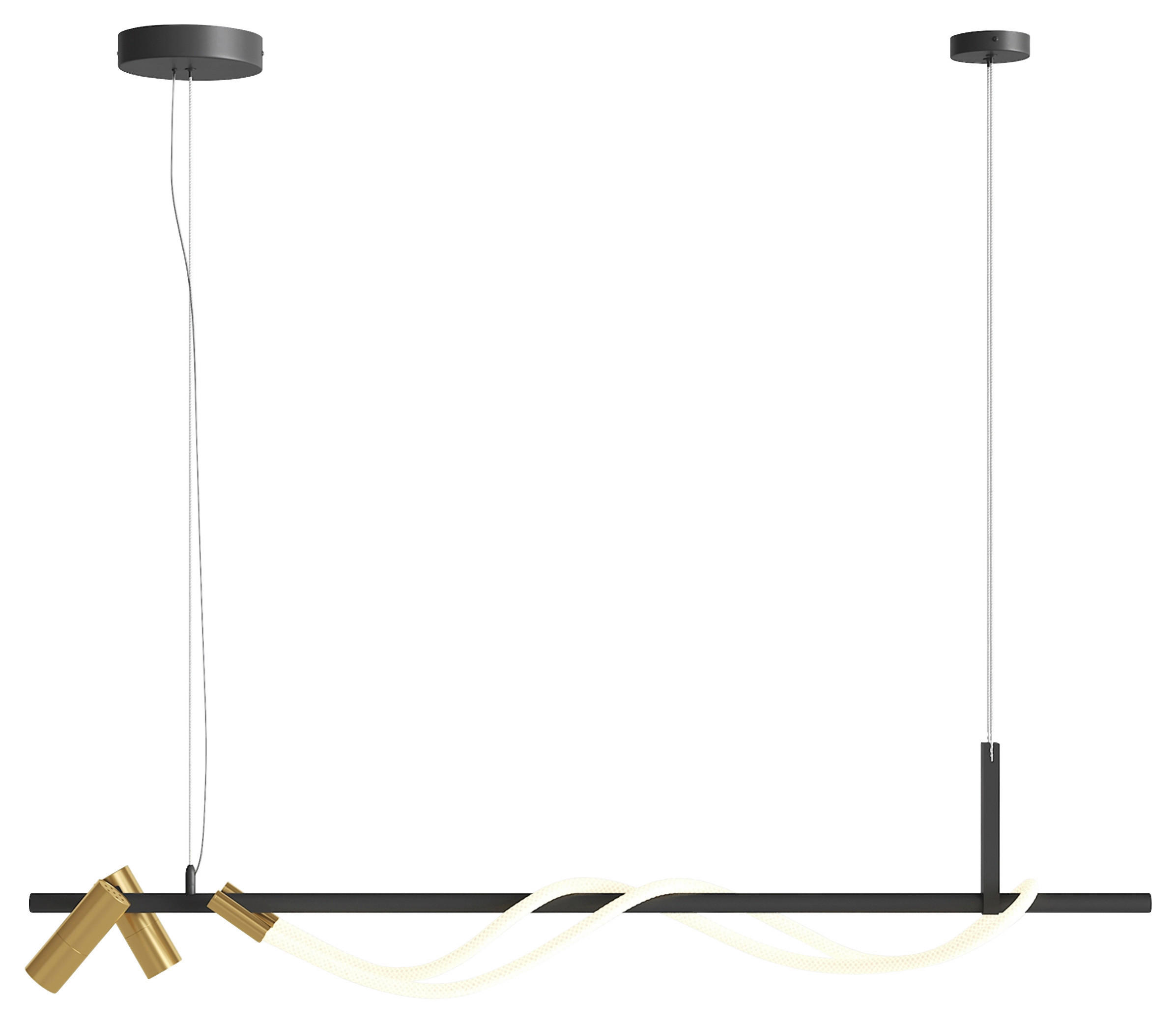 SVJETILJKA VISEĆA     18/150/140 cm    - zlatne boje/crna, Basics, metal/plastika (18/150/140cm) - MAYTONI