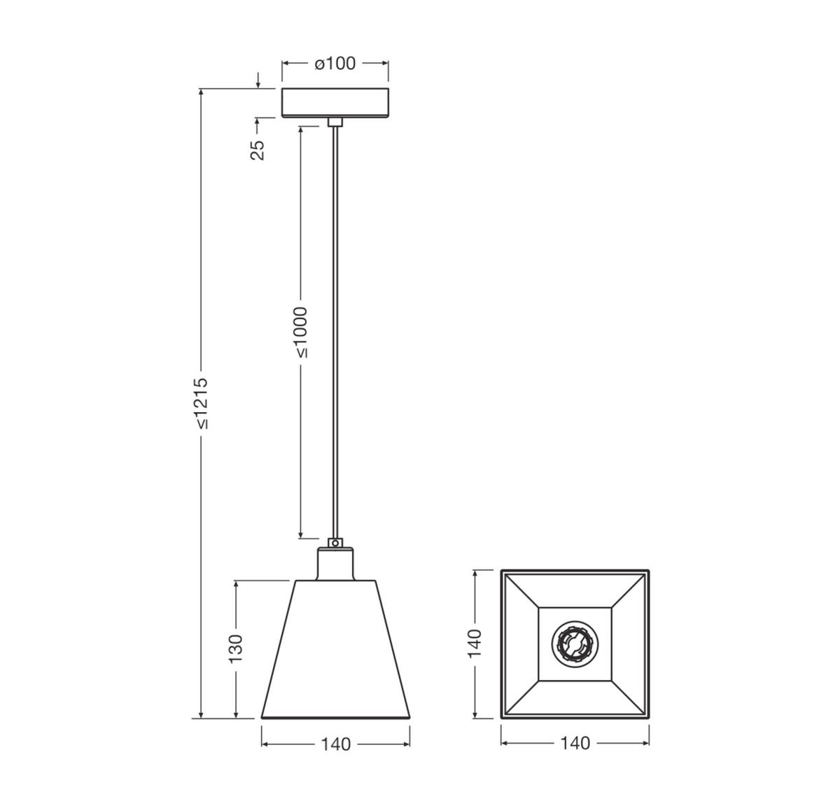 HÄNGELEUCHTE 14/14/121,5 cm  - Beige, Basics, Stein (14/14/121,5cm) - Osram