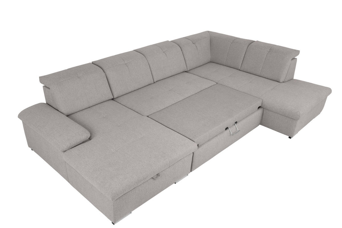 WOHNLANDSCHAFT Hellgrau  - Hellgrau/Grau, Design, Textil/Metall (173/328/215cm) - MID.YOU