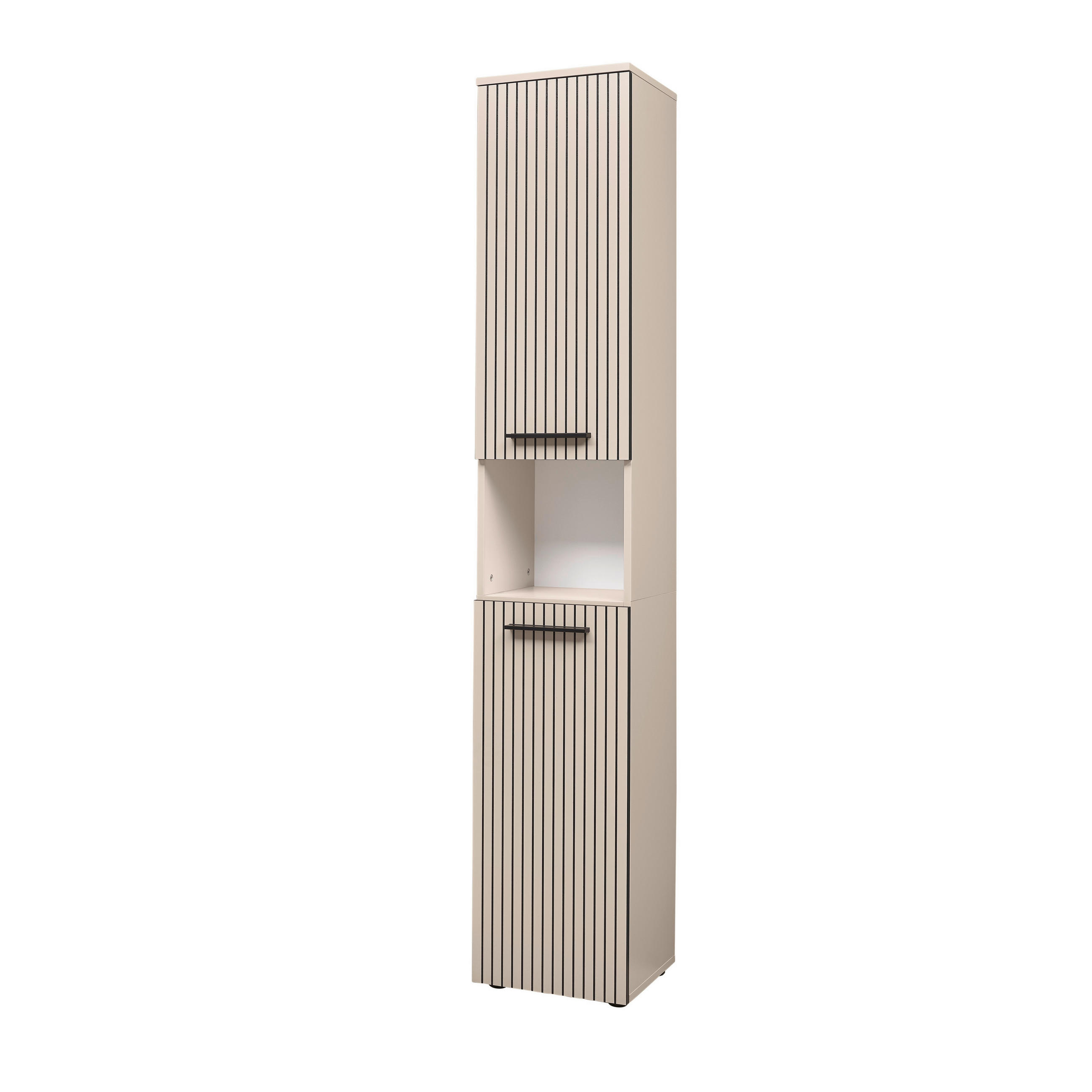 HOCHSCHRANK 35/194/30 cm  - Kaschmir/Schwarz, Trend, Holzwerkstoff/Kunststoff (35/194/30cm) - MID.YOU