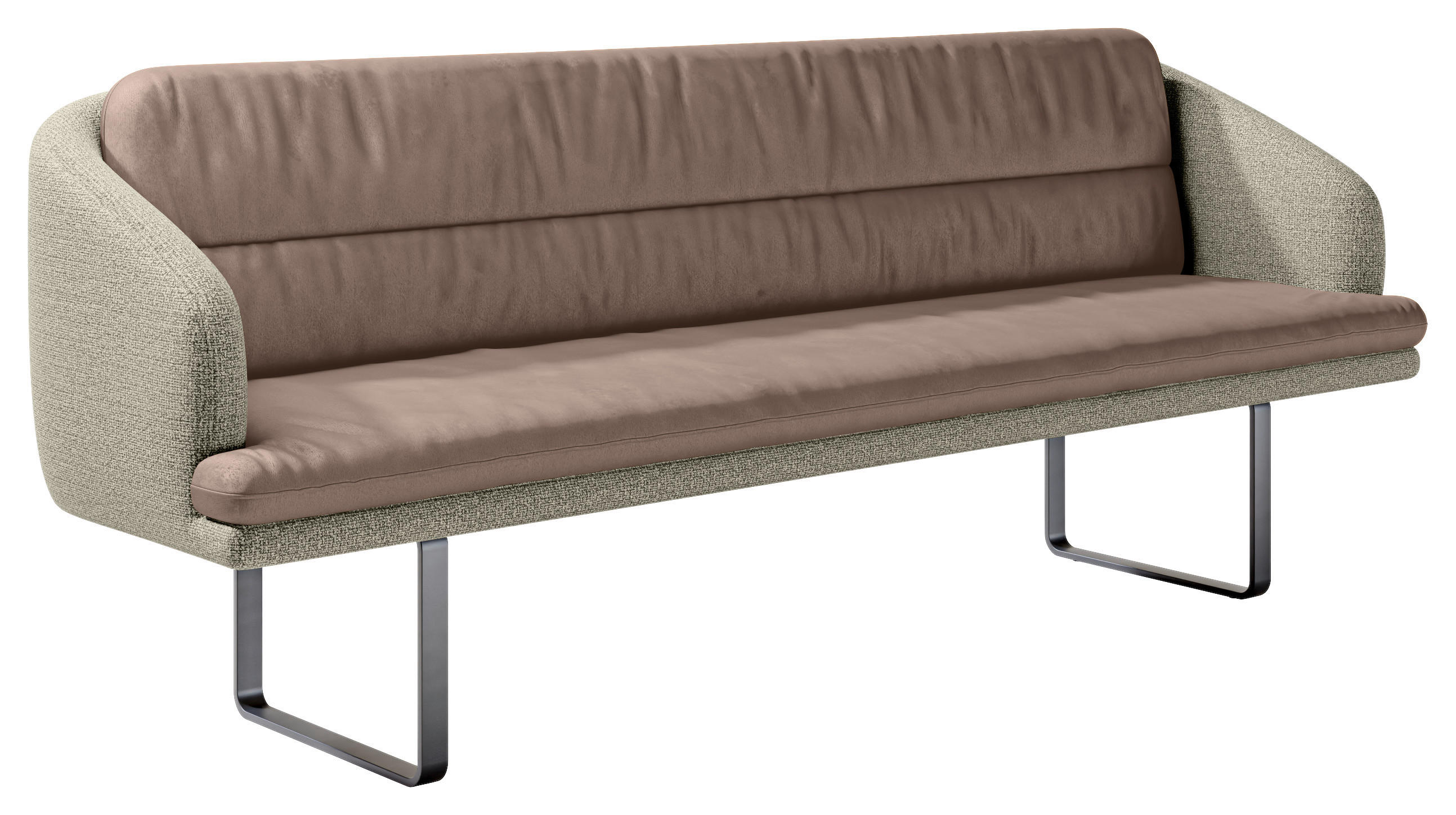 SITZBANK Textil Sandfarben, Graugrün  - Sandfarben/Schwarz, Design, Textil/Metall (255/89/68cm) - Dieter Knoll