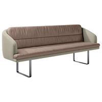 SITZBANK 255/89/68 cm Velours, Flachgewebe Sandfarben, Graugrün Metall  - Sandfarben/Schwarz, Design, Textil/Metall (255/89/68cm) - Dieter Knoll