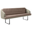 SITZBANK 255/89/68 cm Velours, Flachgewebe Sandfarben, Graugrün Metall  - Sandfarben/Schwarz, Design, Textil/Metall (255/89/68cm) - Dieter Knoll