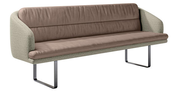 SITZBANK 255/89/68 cm Velours, Flachgewebe Sandfarben, Graugrün Metall  - Sandfarben/Schwarz, Design, Textil/Metall (255/89/68cm) - Dieter Knoll