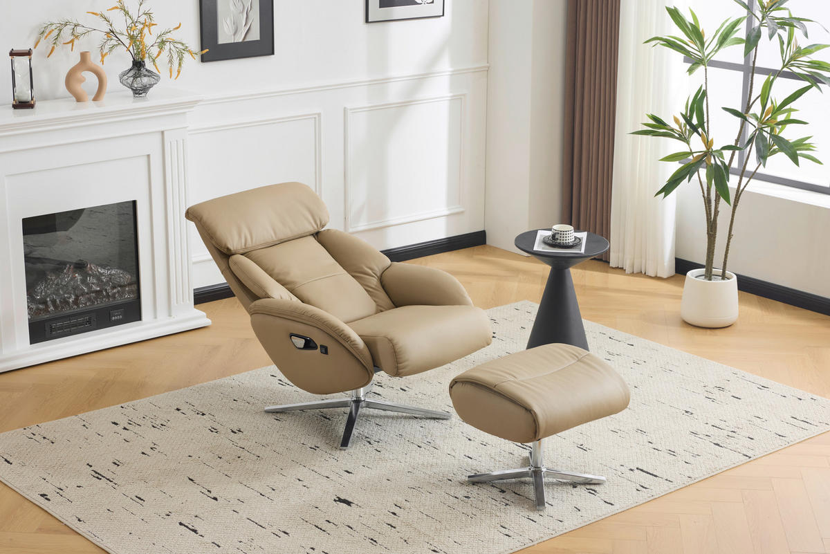MASÁŽNÍ KŘESLO, textil, kůže, šedohnědá - barvy stříbra/šedohnědá, Design, kov/textil (76/111/87cm) - Livetastic