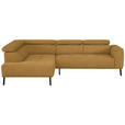 ECKSOFA in Chenille Currygelb  205/280 cm  - Currygelb/Schwarz, Design, Textil/Metall (205/280cm) - Xora