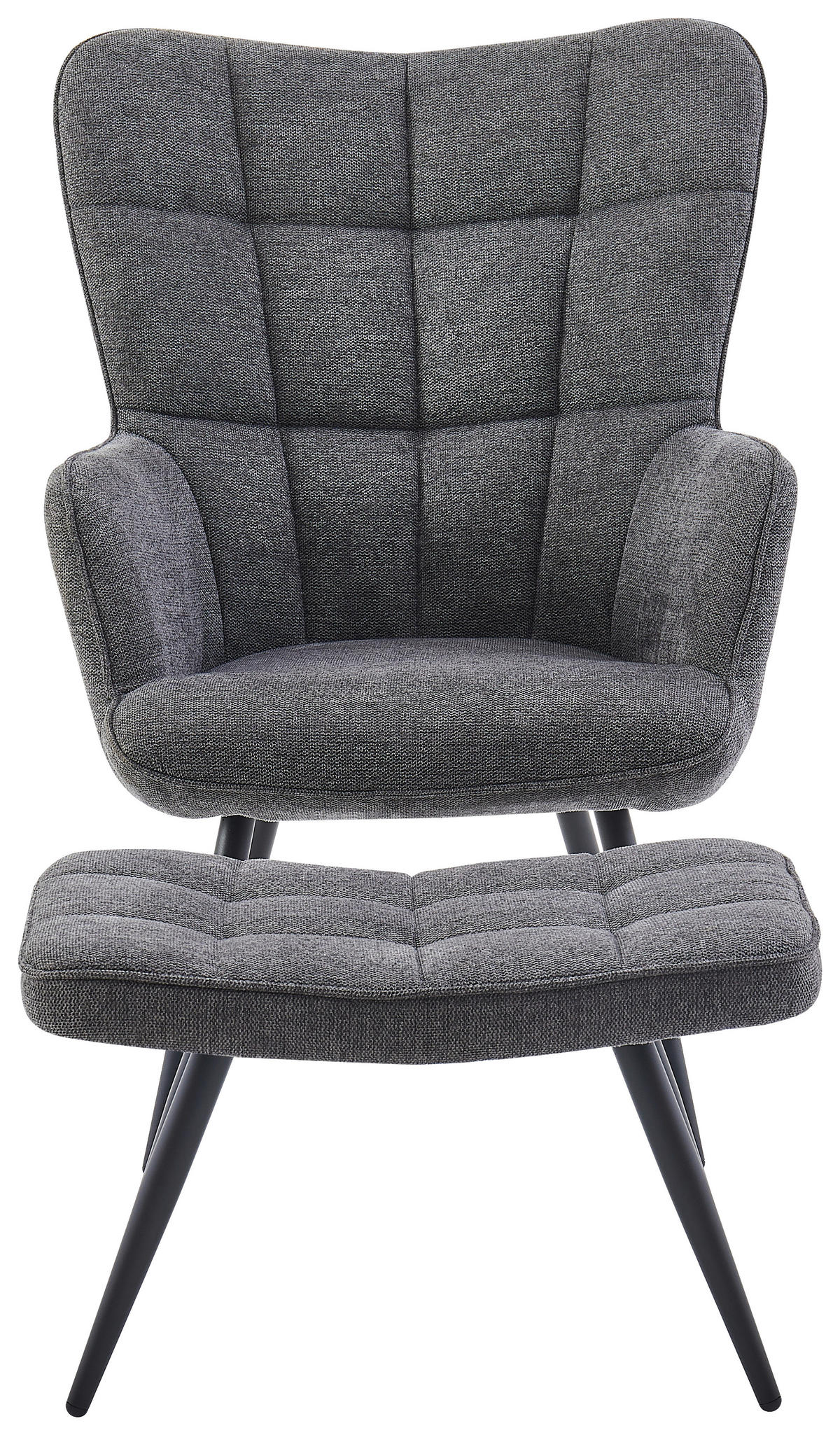 RELAXSESSELSET Metall, Textil Dunkelgrau  - Dunkelgrau/Schwarz, Design, Textil/Metall (68/100/78cm) - Ti'me