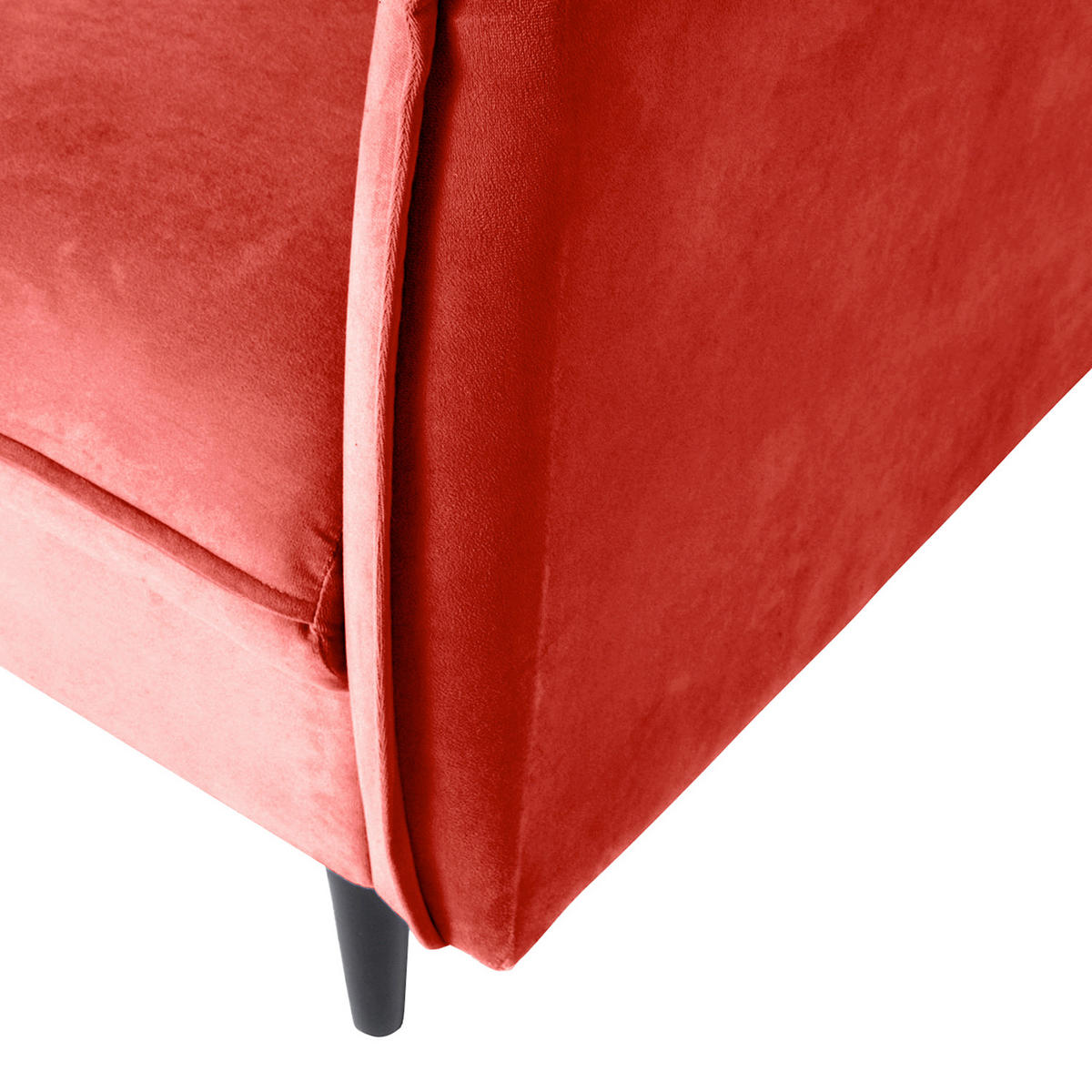 3-SITZER-SOFA Samt Rot  - Rot/Schwarz, Design, Holz/Textil (203/86/100cm) - P & B
