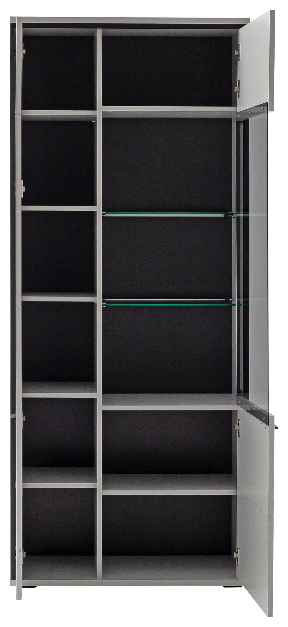 VITRINE Schwarz, Weiss  84/199/38 cm  - Weiss/Schwarz, Design, Glas/Holzwerkstoff (84/199/38cm) - Stylife
