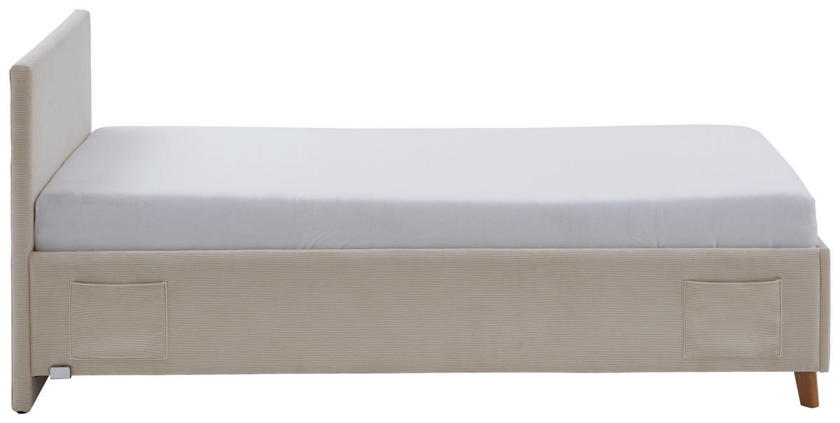 POLSTERBETT 90/200 cm  in Beige  - Eichefarben/Beige, KONVENTIONELL, Holz/Textil (90/200cm) - Stylife