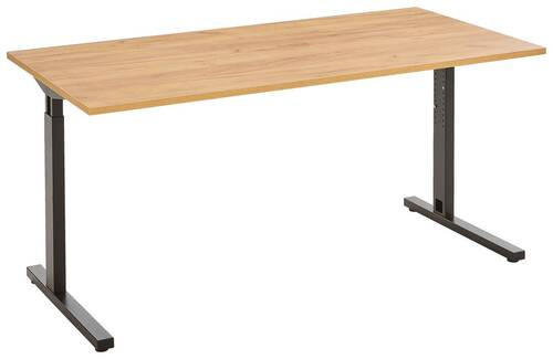 SCHREIBTISCH 160/80/70-80 cm in Eichefarben - Eichefarben/Schwarz, MODERN, Holzwerkstoff/Metall (160/80/70-80cm) - Novel