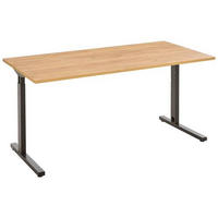 PISALNA MIZA leseni material barve hrasta  - črna/barve hrasta, Moderno, kovina/leseni material (160/80/70-80cm) - Novel