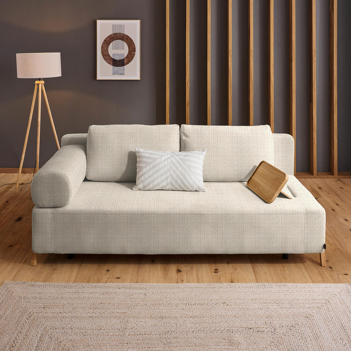 SCHLAFSOFA in Holz, Textil Beige  - Beige/Naturfarben, Design, Holz/Textil (211/88/102cm) - Niels Andersson