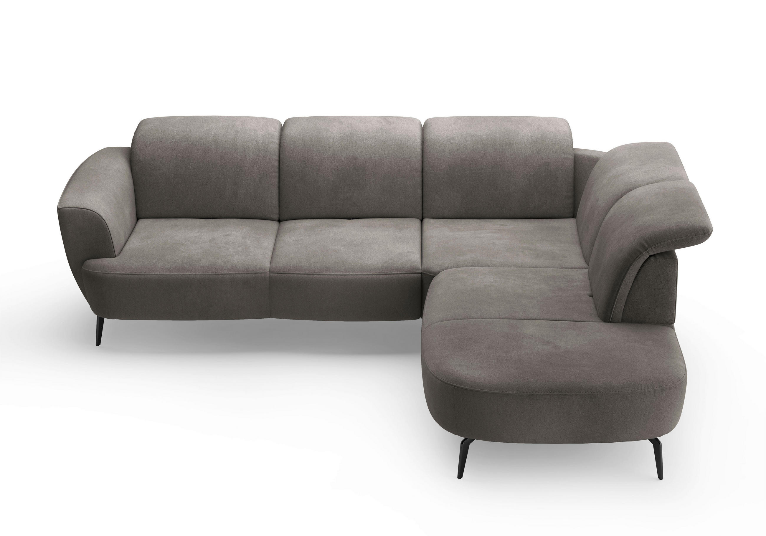 ECKSOFA in Flachgewebe Graphitfarben  300/267 cm  - Schwarz/Graphitfarben, KONVENTIONELL, Textil/Metall (300/267cm) - Sit & More