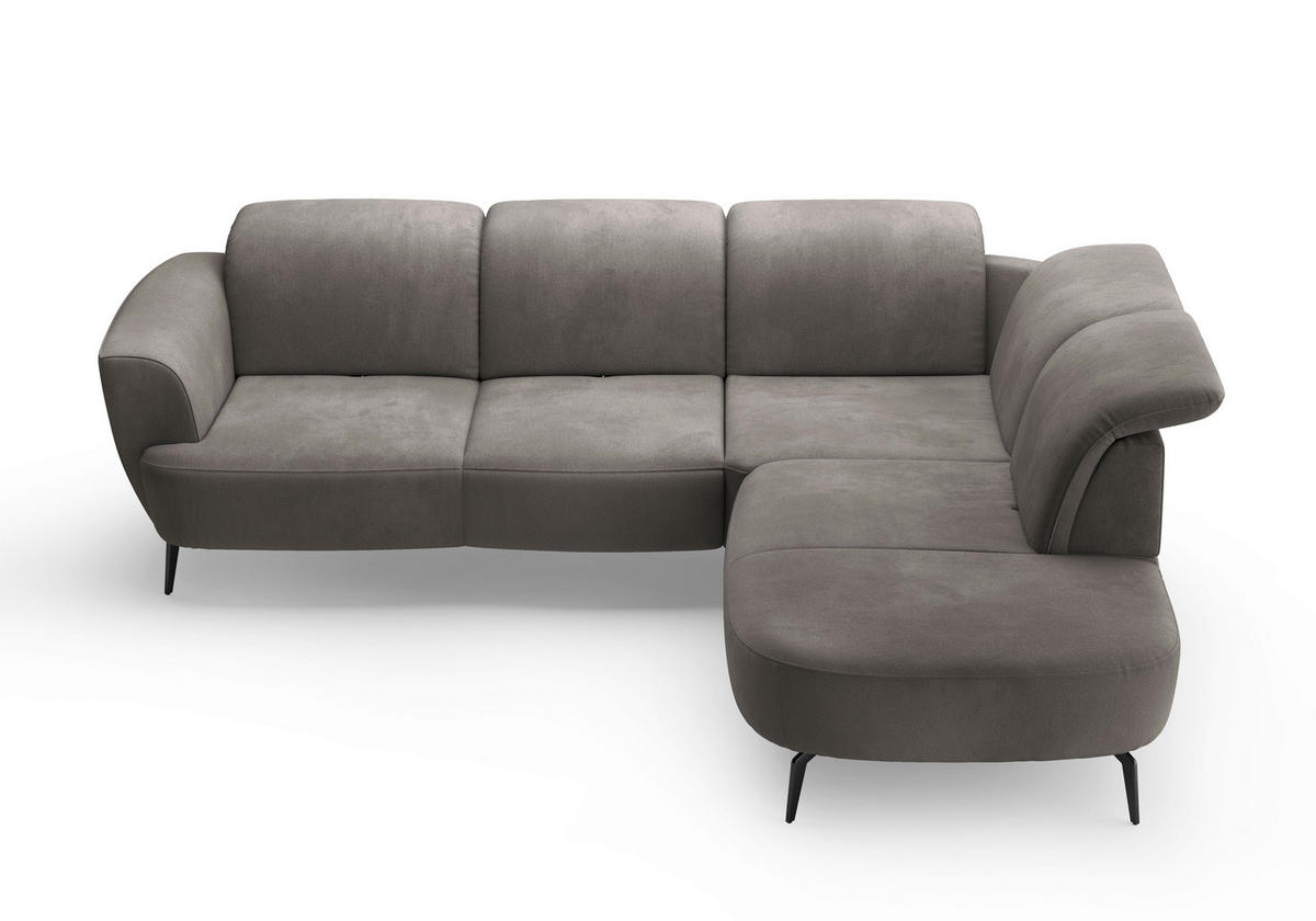 ECKSOFA in Flachgewebe Graphitfarben  300/267 cm  - Schwarz/Graphitfarben, KONVENTIONELL, Textil/Metall (300/267cm) - Sit & More