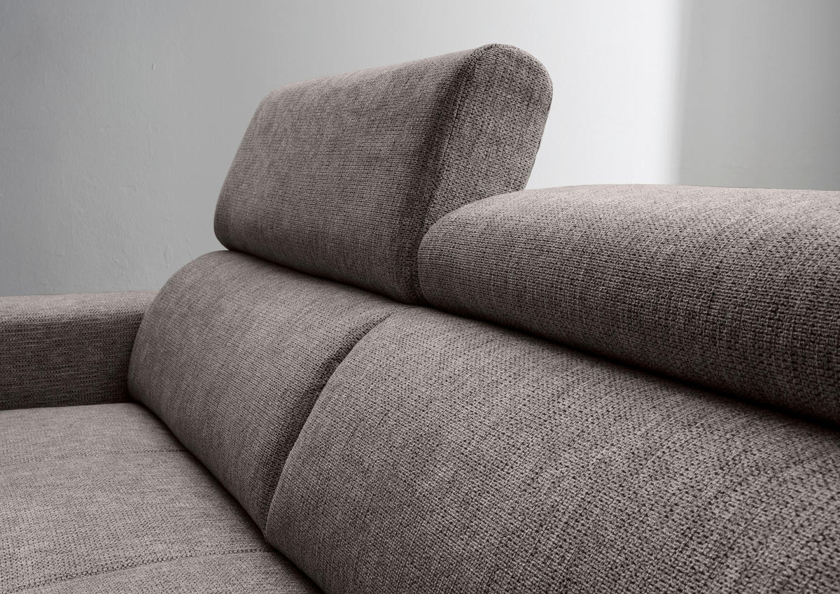ECKSOFA Graubraun Chenille  - Graubraun/Schwarz, KONVENTIONELL, Textil/Metall (276/188cm) - Livetastic