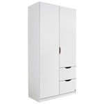 KLEIDERSCHRANK 2-türig Weiß  - Weiß, KONVENTIONELL, Holzwerkstoff (91/197/54cm) - Xora