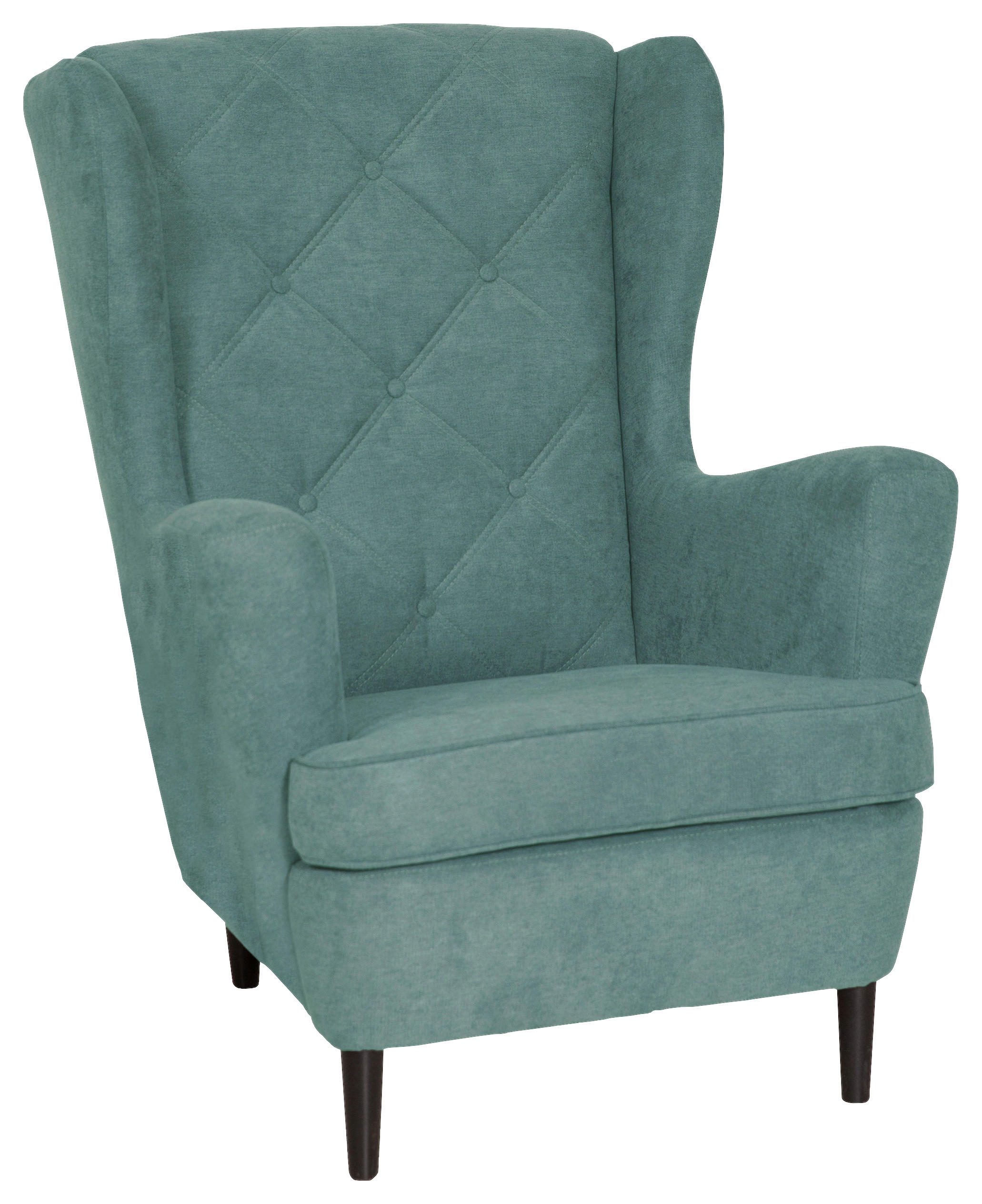FÜLES FOTEL - zsályazöld/sötétszürke, Basics, textil/fa (78/102/98cm) - Carryhome