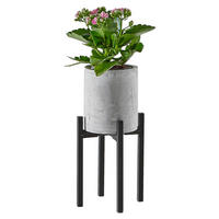 PFLANZENTOPF   - Schwarz/Grau, Design, Stein/Metall (9,5/25,5cm) - Ambia Home