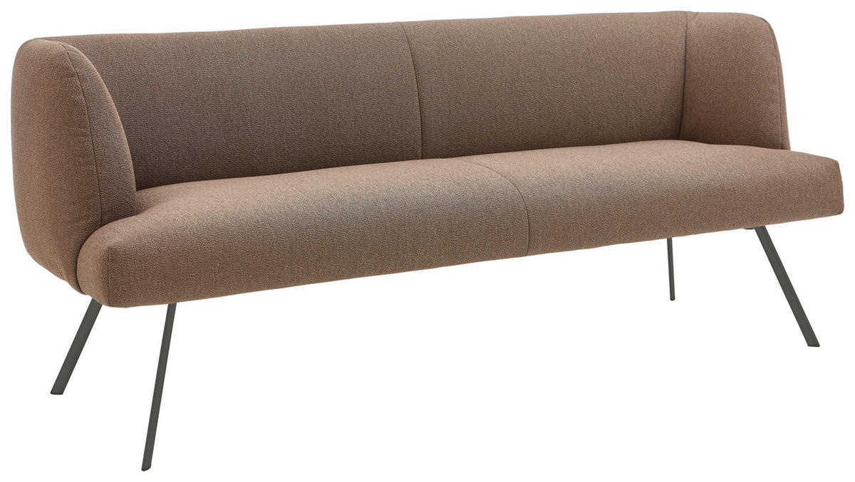 SITZBANK 220/87/64 cm  in Anthrazit, Braun  - Anthrazit/Braun, Design, Textil/Metall (220/87/64cm) - Venjakob