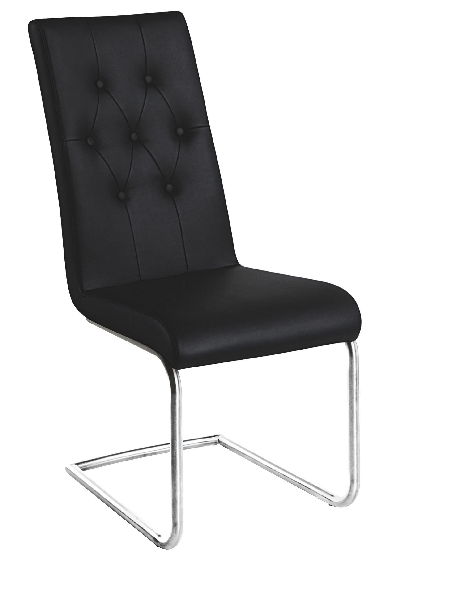 Schwingstuhl in Metall, Textil Schwarz, Edelstahlfarben