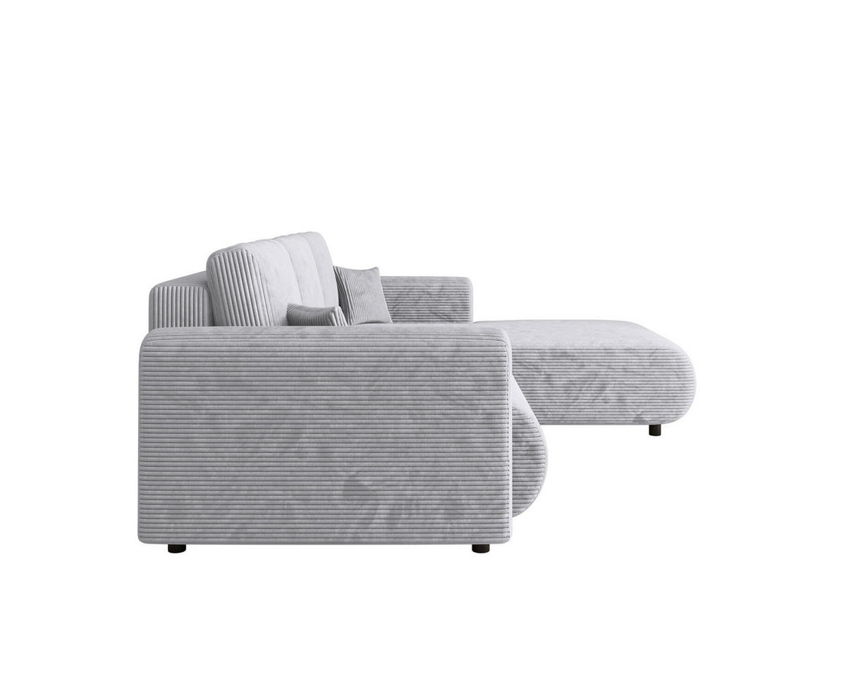 ECKSOFA inkl. Funktionen Grau Cord  - Schwarz/Grau, KONVENTIONELL, Kunststoff/Textil (260/200cm) - Xora