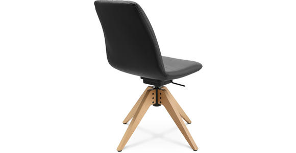 STUHL in Echtleder pigmentiert Holz, Leder - Eichefarben/Anthrazit, Design, Leder/Holz (46/82,5-85,25/55cm) - Johann Jakob