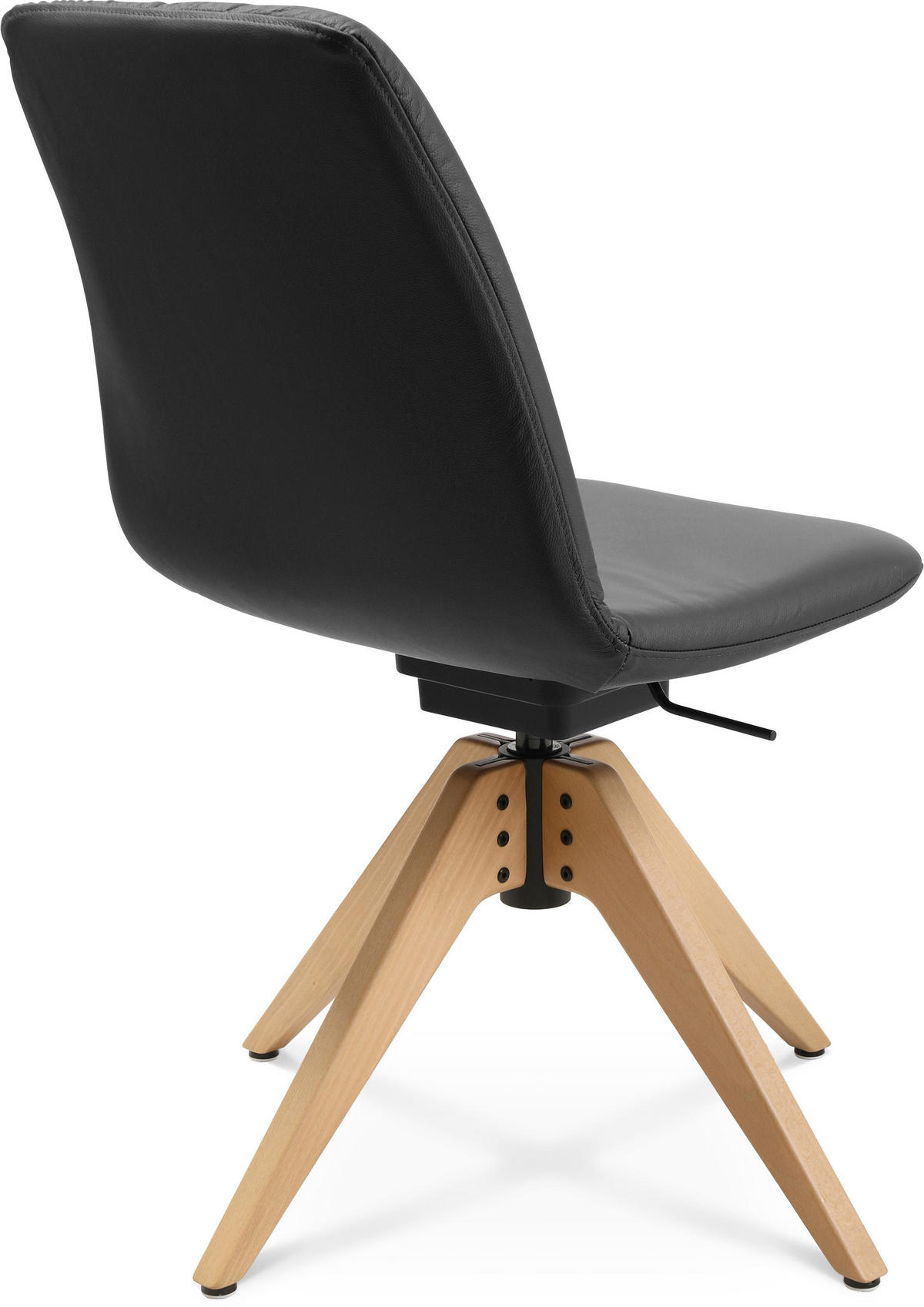 STUHL  in Echtleder pigmentiert  - Eichefarben/Anthrazit, Design, Leder/Holz (46/82,5-85,25/55cm) - Johann Jakob