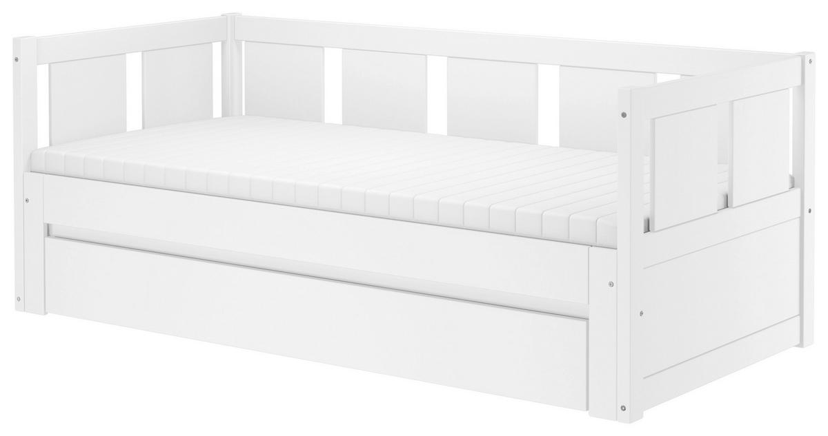 VÝSUVNÁ POSTEĽ, 90-180/200 cm biela - biela/prírodná farba, Konventionell, drevo (90-180/200cm) - Carryhome