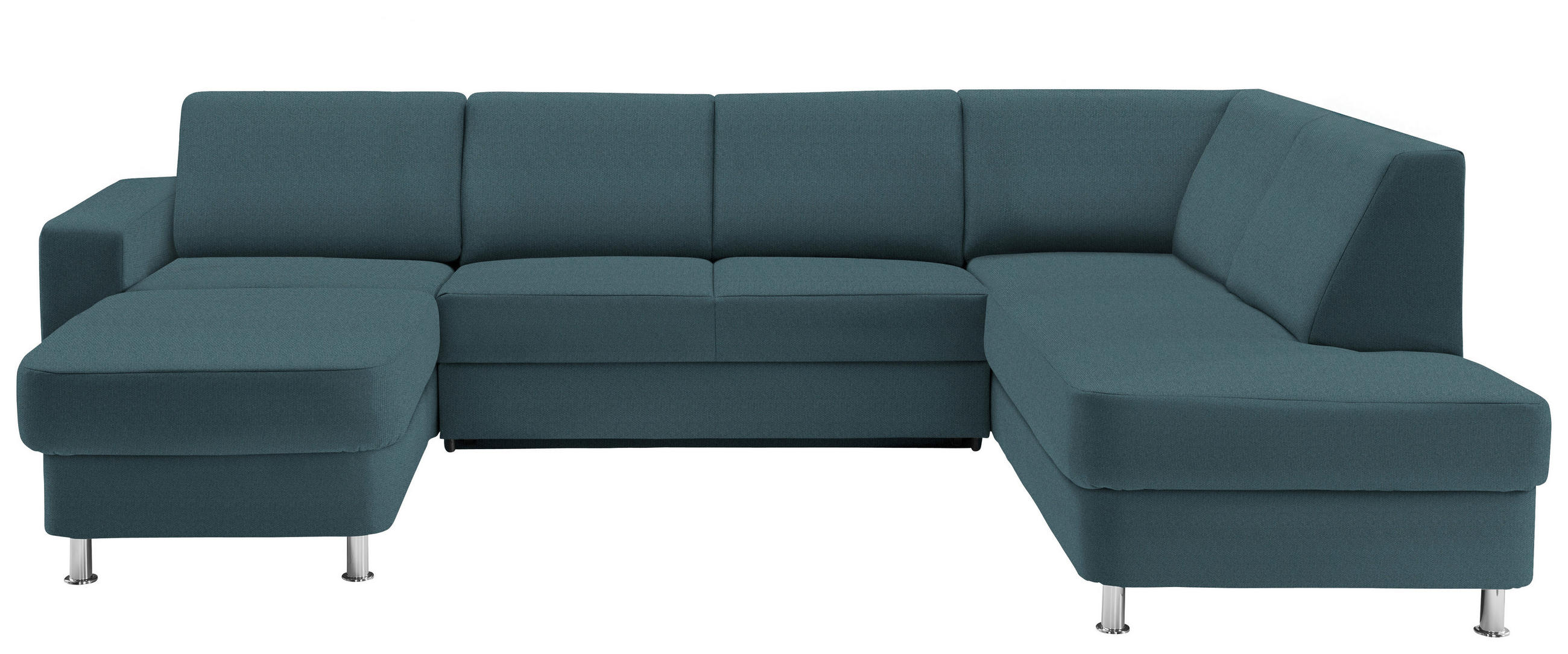 WOHNLANDSCHAFT in Chenille Türkis, Petrol  - Türkis/Chromfarben, Design, Kunststoff/Textil (165/301/198cm) - Xora