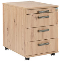 ROLLCONTAINER 42,8/59/58 cm  - Eichefarben/Alufarben, KONVENTIONELL, Holzwerkstoff/Kunststoff (42,8/59/58cm) - Venda