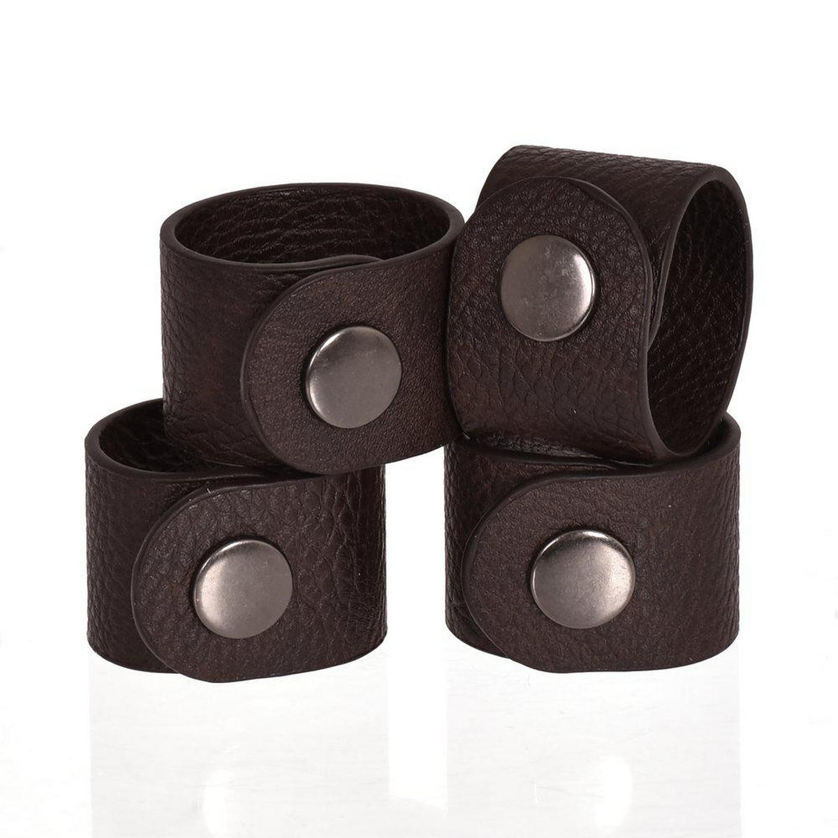 SERVETTRING SET 4 cm   - mörkbrun, Basics, textil (4cm)