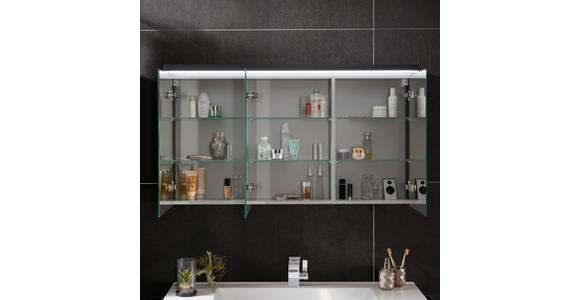 BADEZIMMER  in 122 cm  - Weiß/Grau, Design, Glas/Holzwerkstoff (122cm) - Novel