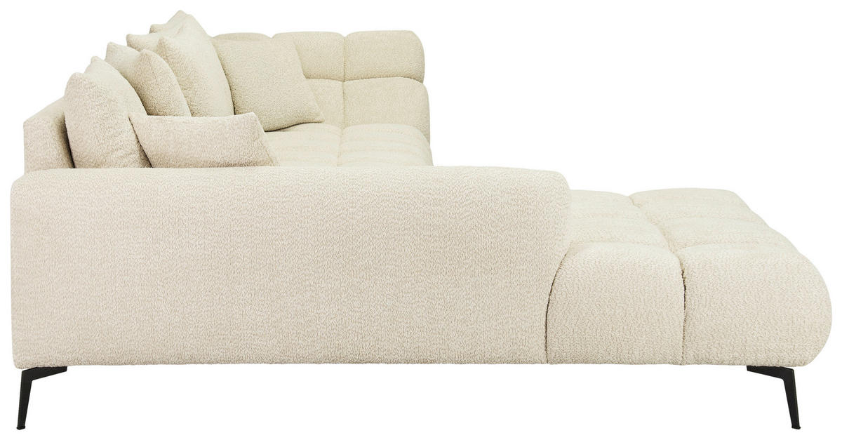 ECKSOFA Naturfarben Bouclé Zierkissen, Rückenkissen, Rücken echt  - Schwarz/Naturfarben, MODERN, Textil/Metall (217/318cm) - Carryhome