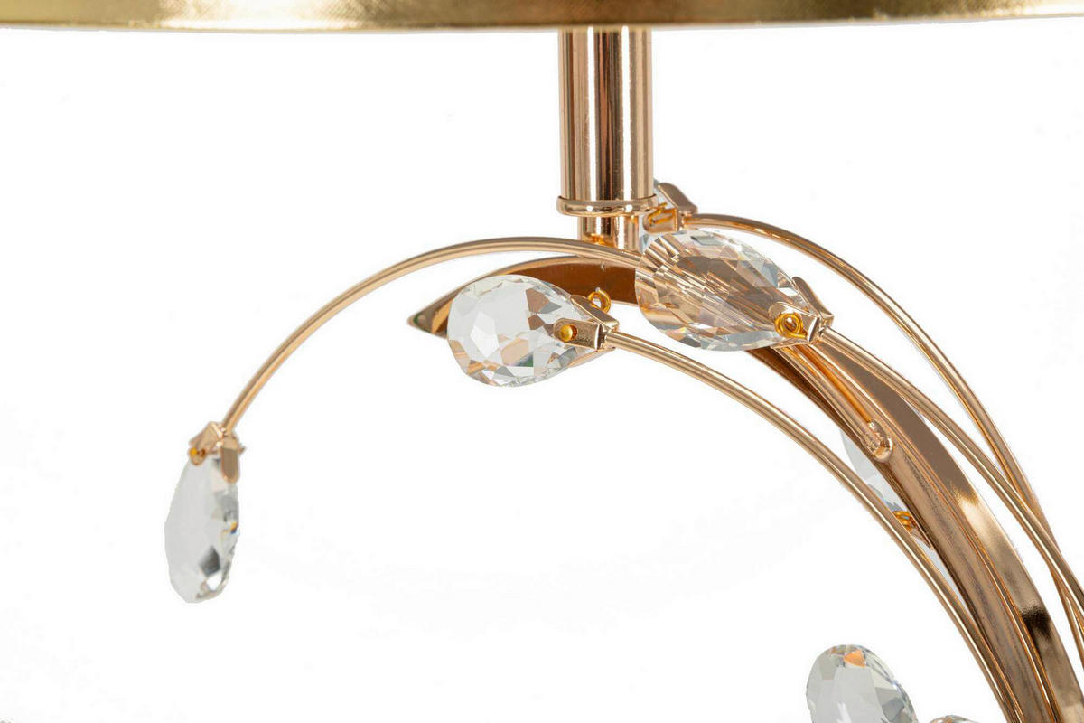 TISCHLEUCHTE   - Goldfarben/Schwarz, Basics, Glas/Textil (36/65/36 cm)