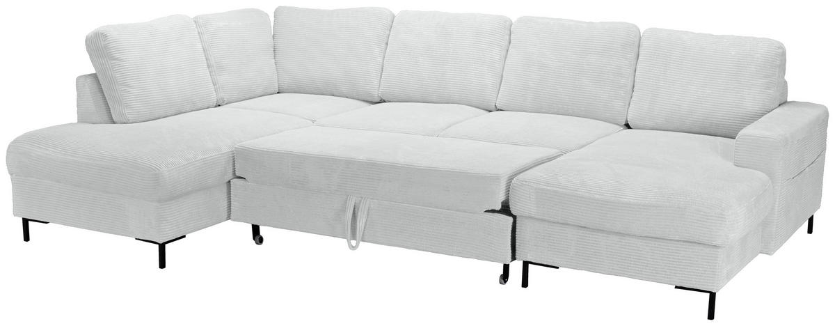 WOHNLANDSCHAFT Naturfarben Cord  - Schwarz/Naturfarben, KONVENTIONELL, Textil/Metall (197/303/148cm) - Carryhome
