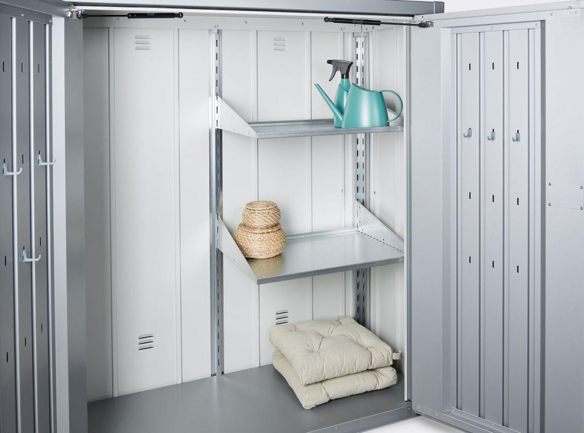 TERRASSENSCHRANK 132/140/57 cm  - Dunkelgrau, Basics, Metall (132/140/57cm) - Biohort