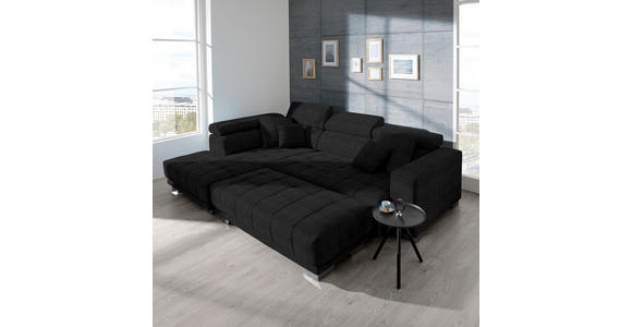 ECKSOFA in Mikrofaser Graphitfarben  - Chromfarben/Graphitfarben, Design, Textil/Metall (207/301cm) - Xora