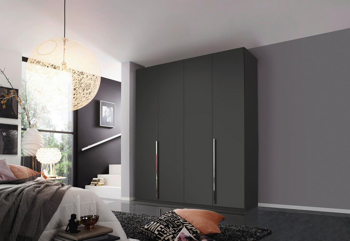 DREHTÜRENSCHRANK 201/223/60 cm 4-türig Graphitfarben  - Chromfarben/Graphitfarben, Design, Holzwerkstoff/Metall (201/223/60cm) - home24