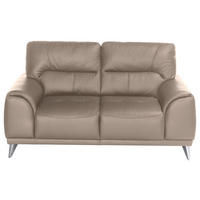 2-SITZER-SOFA in Lederlook Sandfarben  - Sandfarben/Chromfarben, Modern, Textil/Metall (166/92/96cm) - MID.YOU